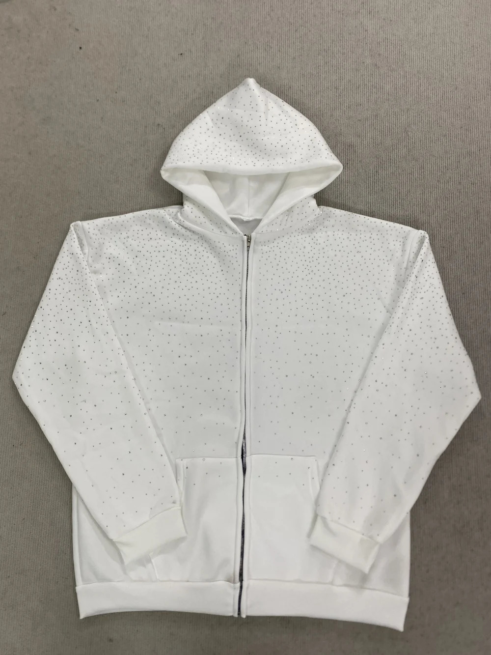 Gothic INS Trend Rhinestone Studded Hoodie 2026 Autumn Winter Solid Color Loose Outerwear Unisex Daily Commute Casual Top 260228