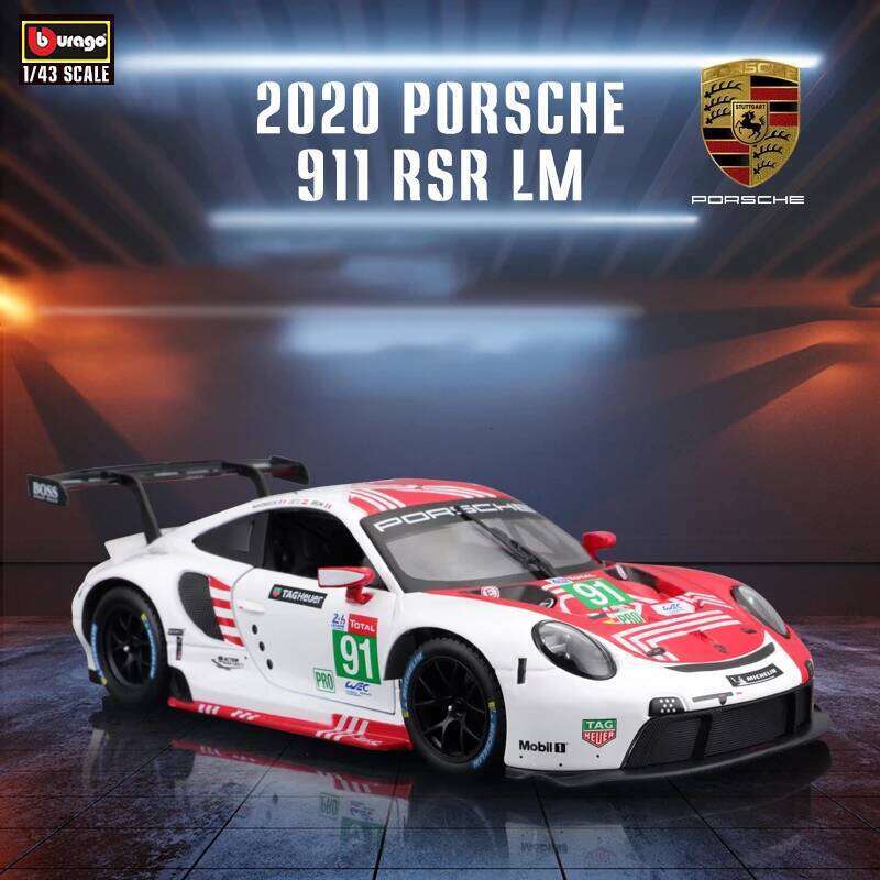 Bburago 1:24 Alloy car model Porsche 911 RSR LM 2020 Weissach alloy racing Vehicle Diecast Car Model Toy Collection Gift Z260306