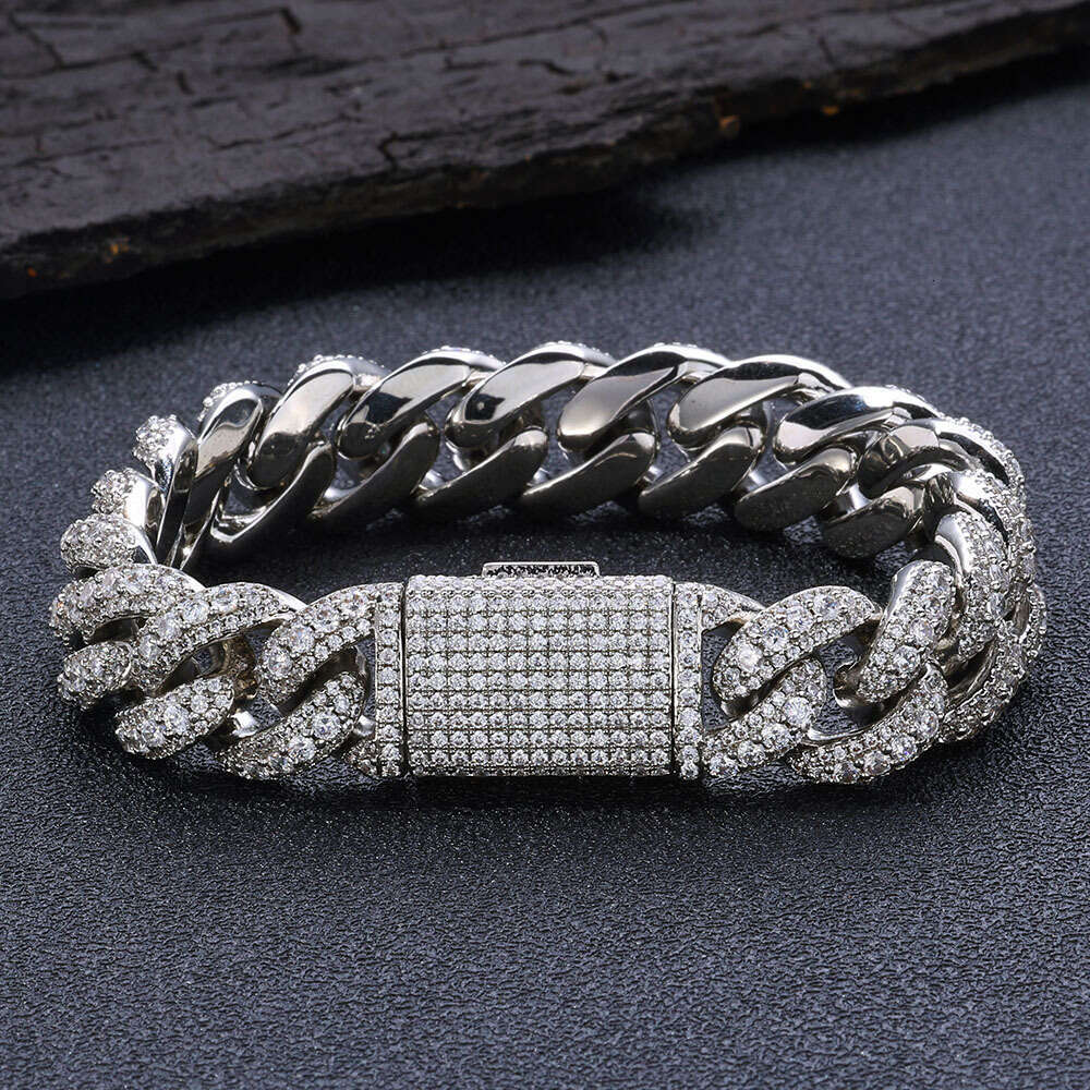 European and American cross-border hip-hop bubble Cuban chain zircon men's bracelet, high-quality full-diamond jewelry, trendy accessories wholes