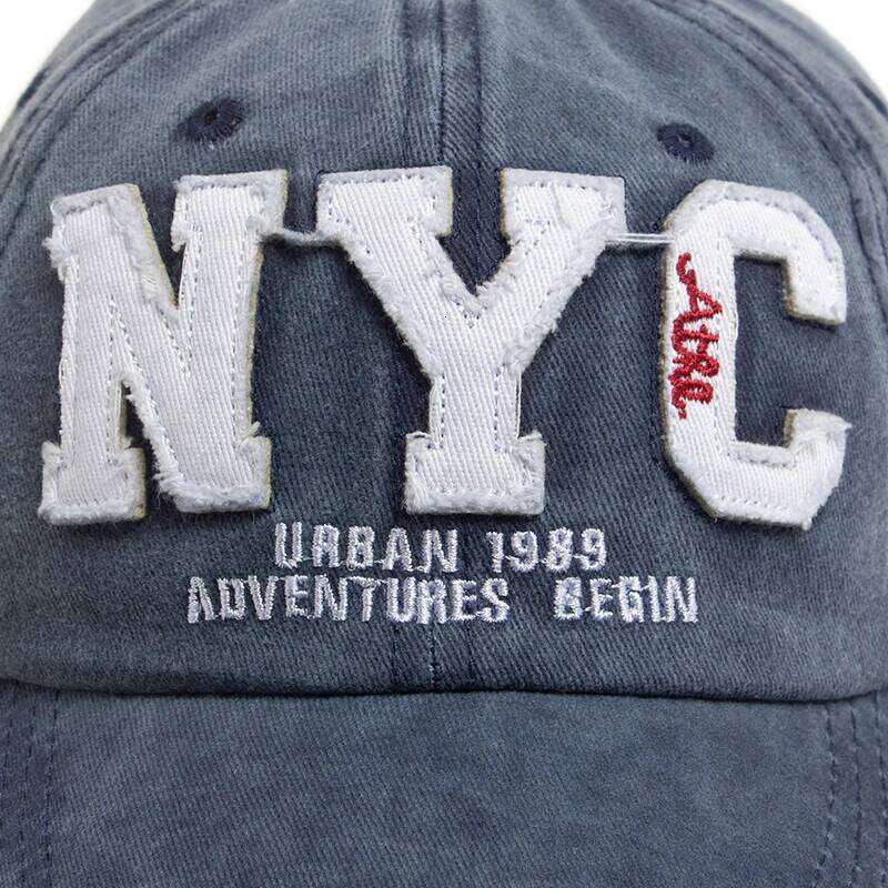 New Vintage Big Letter NYC Baseball Cap Men Cotton Washed Spring Autumn Visor Soft Snapback Fashion Hat For Women Y260304