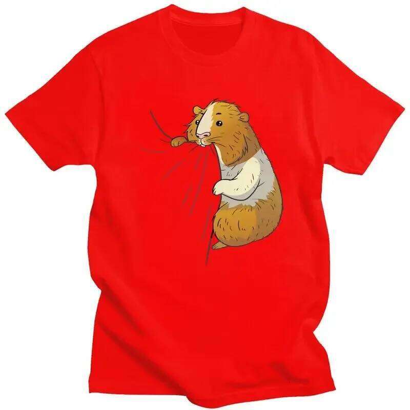 Cute Guinea Pig Hungry Nabbling Pet Owner T Shirt for Women Tees Short Sleeves Animal T-shirt Clothing Gift Summer Streetwear XJ260306 XJ260306