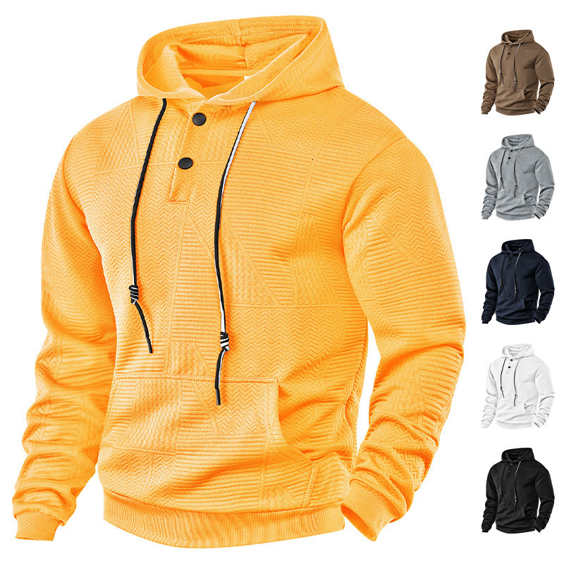 26 Spring and Autumn New Pullover Solid Color Casual Sports Loose Trendy Long Sleeve Hooded Sweatshirt for Men251213