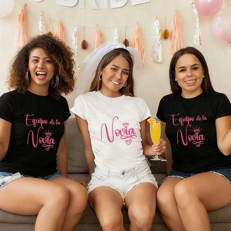 Equipo De La Novia T-shirts: Spanish Women Bachelorette Tops 2026 Fashion Wedding Party Matching Tees for Female XJ260306 XJ260306