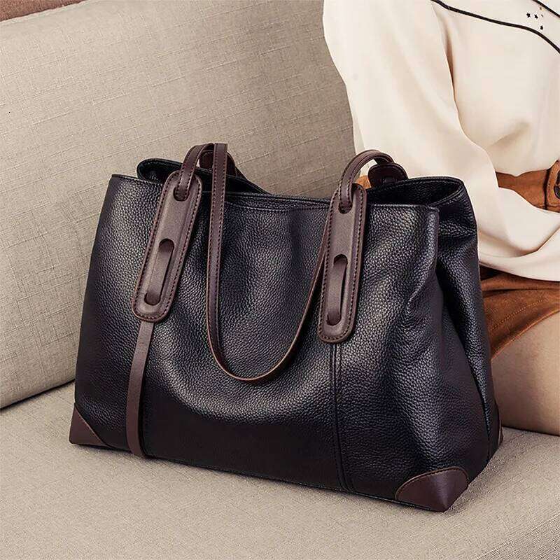 TAURUSCIAGA 2024 Winter Spring Lichee Genuine Leather Women Shoulder Handbag Large Capacity Soft Cowhide Pacthwork Female Tote Bag Noble Temperament B