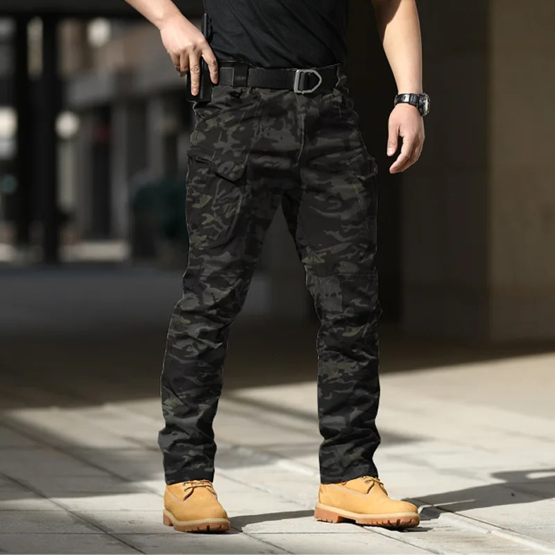 Motorcycle Men Outdoor Pants Multi Pockets Elastic Tactical Pant Waterproof Plus Size Casual Cargo Trousers Pockets Men Clothing 260305