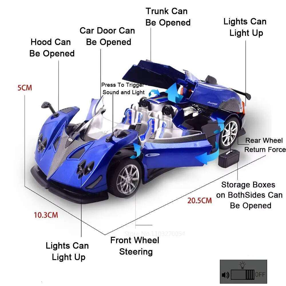 1:24 PAGANI Huayra BC Zonta Alloy Miniature Model Toys Diecast Car Doors Opened Sound Light Pull Back Vehices for Adult Boy Gift Z260306