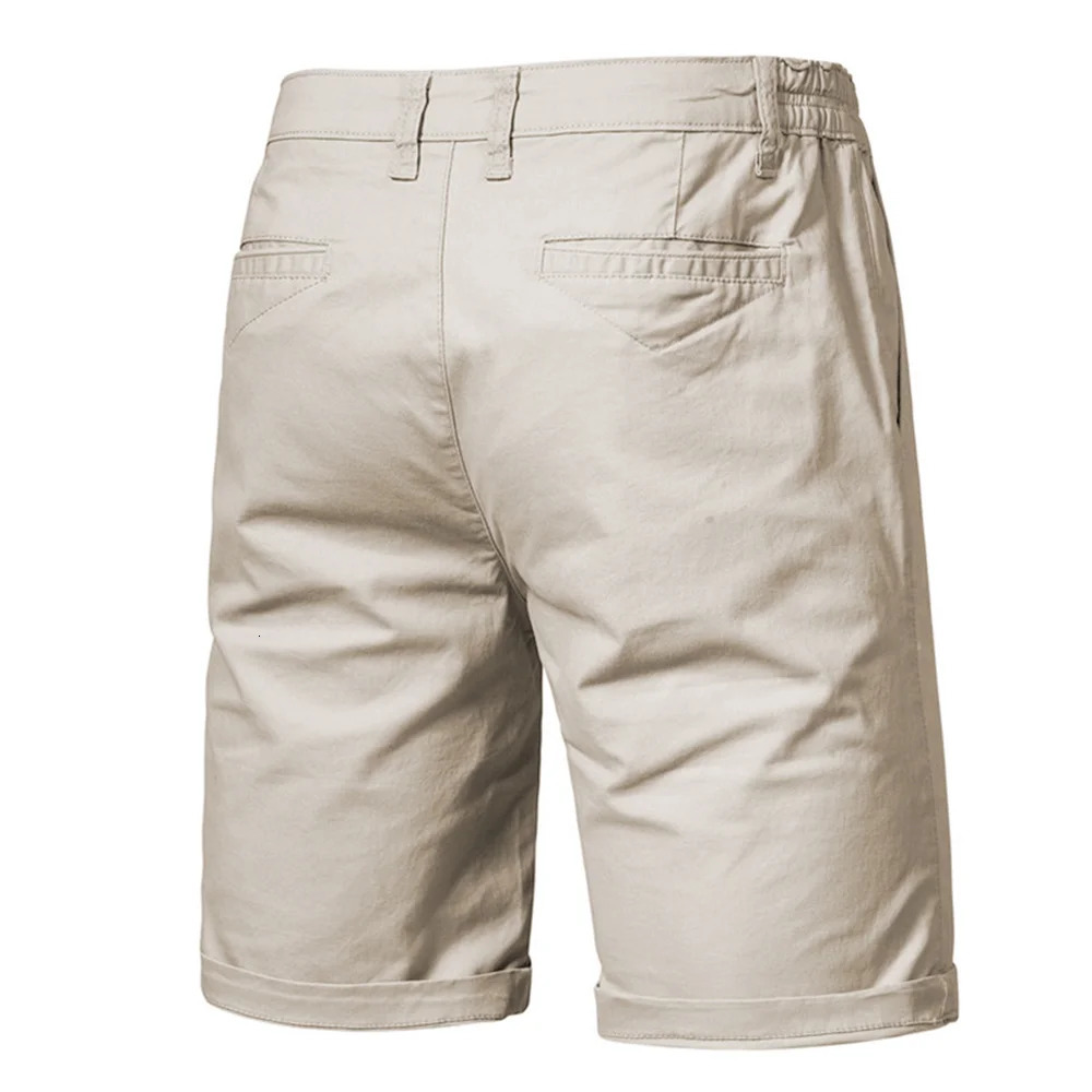 Summer 100 Cotton Solid Shorts Men High Quality Casual Business Social Elastic Waist Men Shorts 10 Colors Beach Shorts 260304