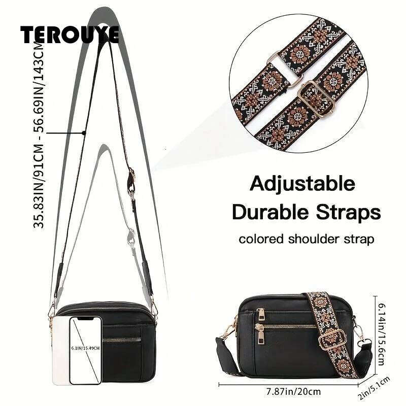 2026 Retro Fashion Classic Women's Multifunctional Zipper Shoulder Strap Crossbody Small Square Bag Suitable For Office TEROUYE