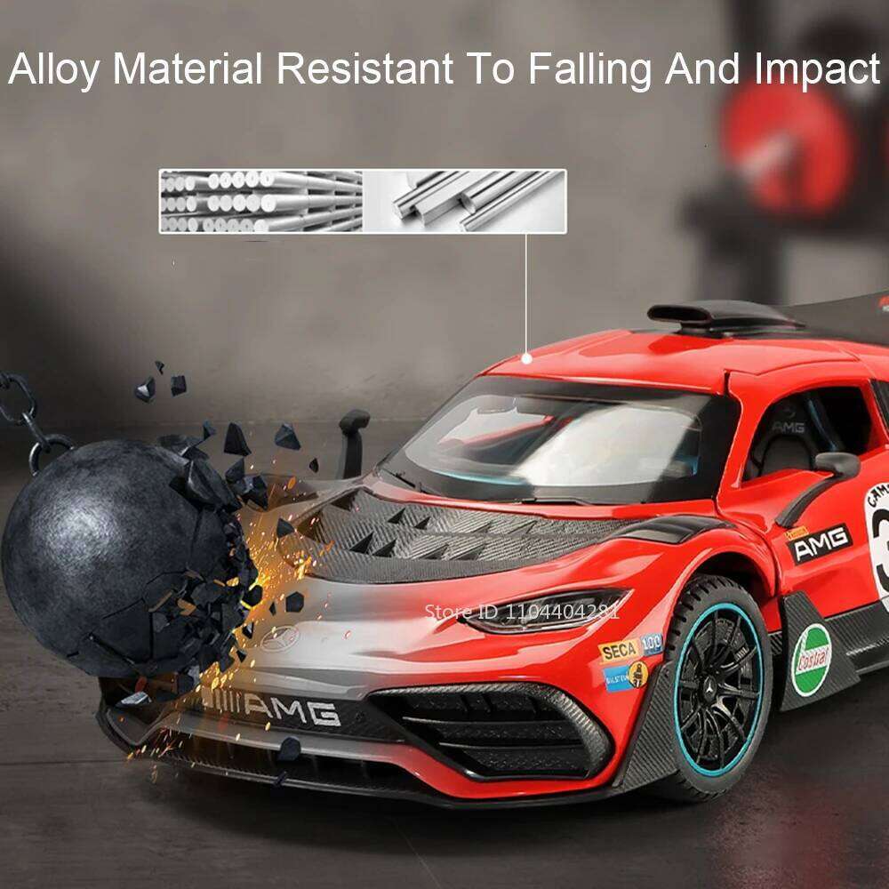 1:24 ONE VISION GT Cars Model Toy Diecast Alloy Sports Car Doors Opened with Sound Light Pull Back Vehices for Boy Holiday Gifts Z260306