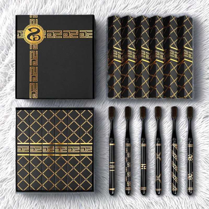 This 6-piece high-quality luxury toothbrush set with soft bristles is ideal for couples and adults for daily home use.T260307