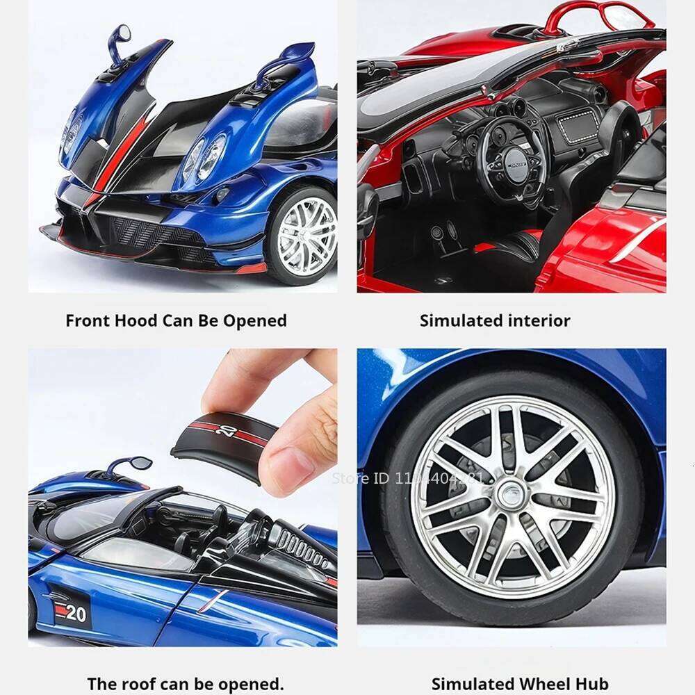 1:32 Pagani Huayra BC Zonda R Miniature Sports Car Alloy Diecast Model Toys Sound Light Pull Back Doors Opened Vehice Boys Gifts Z260306