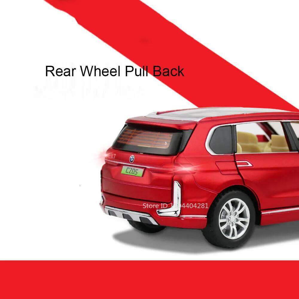 1:32 X7 X5 Miniature Model Toys Diecast Car 6 Doors Opened New Energy Vehicles Sound Light Pull Back Fashion Collection Ornament Z260306