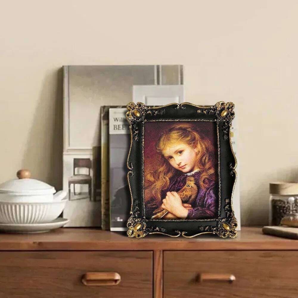 Luxury Antique Vintage Picture Black with Gold Trim - Horizontal Or Vertical Tabletop Wall Hanging Photo Display Frame H260306