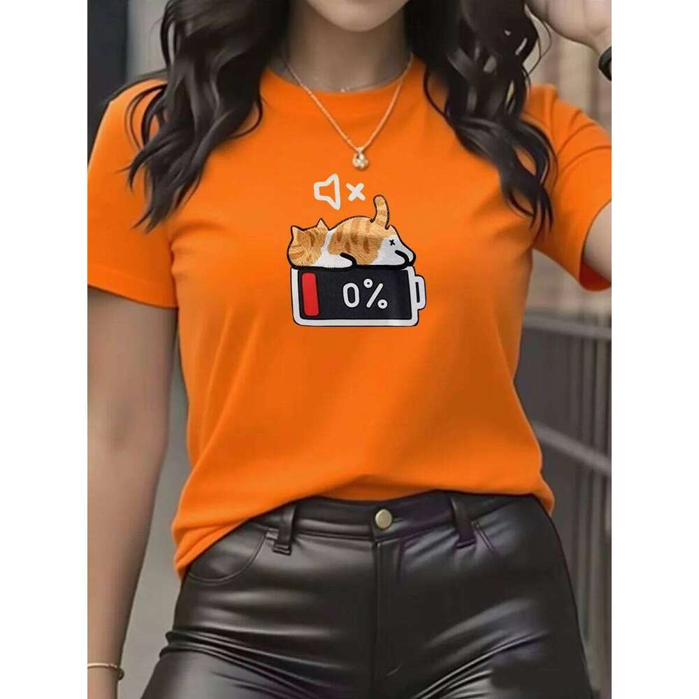 Summer retro-style cat print women's for street wear, loose fit, YTK luxury brand, short sleeve, round neck T-shirt XJ260306 XJ260306