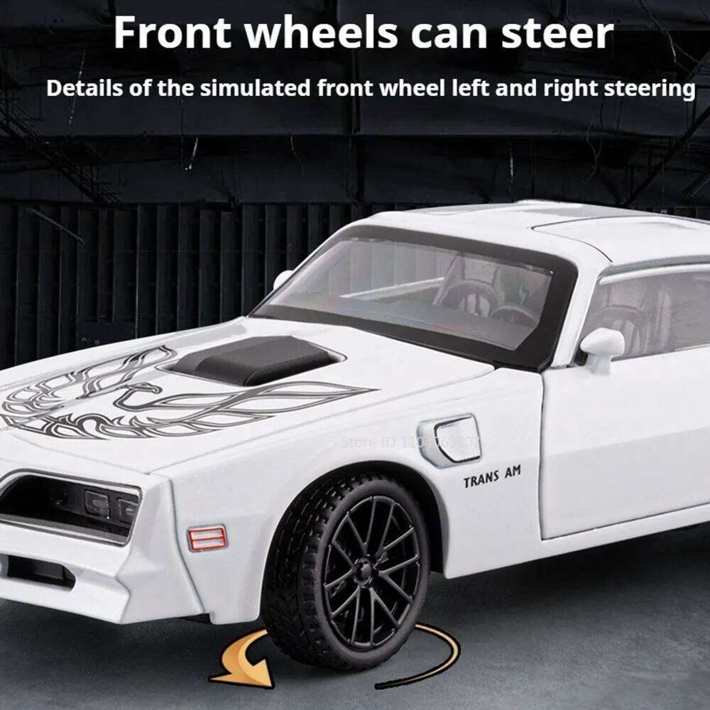 1:32 Scale Firebird Charger 1970 Alloy Diecast Sportscar Model Toys Doors Opened Sound Light Pull Back Vehices Collect Ornaments Z260306