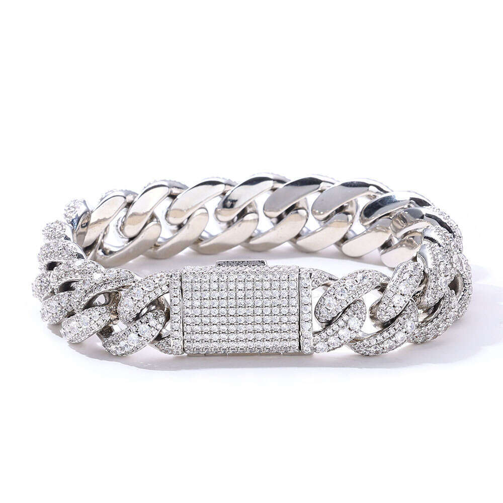 European and American cross-border hip-hop bubble Cuban chain zircon men's bracelet, high-quality full-diamond jewelry, trendy accessories wholes