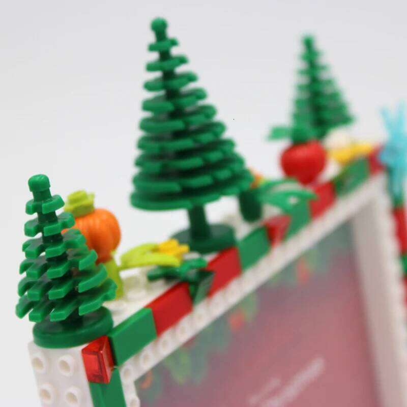 PinLiving Christmas Diy Photo Frame Building Blocks Picture Display Holder Tabletop Decor Chiristmas Gifts For Child 6,7 inch H260306
