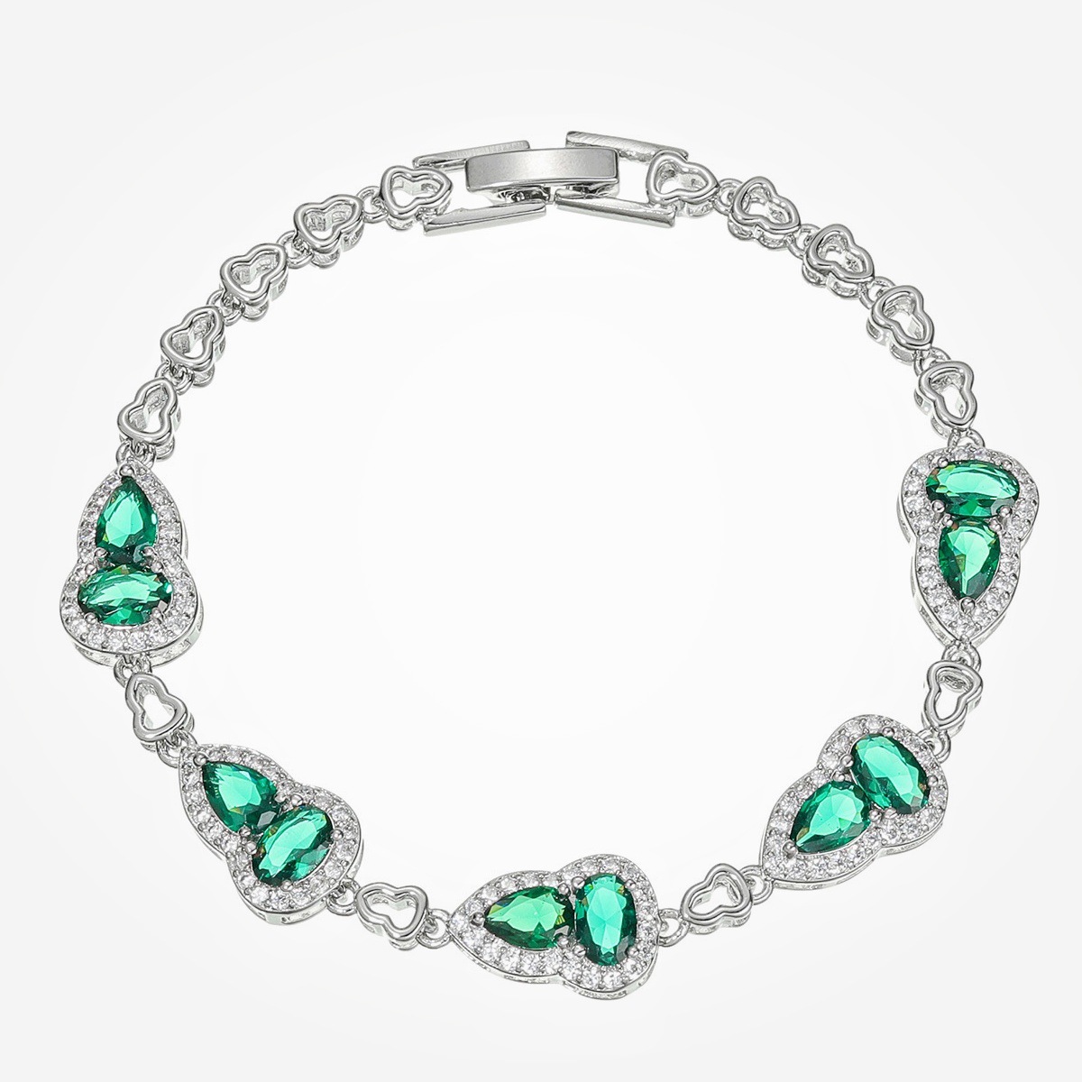 Bracelet New Sea Blue Spinel Inlaid Gourd Bracelet, New Chinese Style Light Luxury Colored Gemstone Synthetic Ruby Green Nano Bracelet