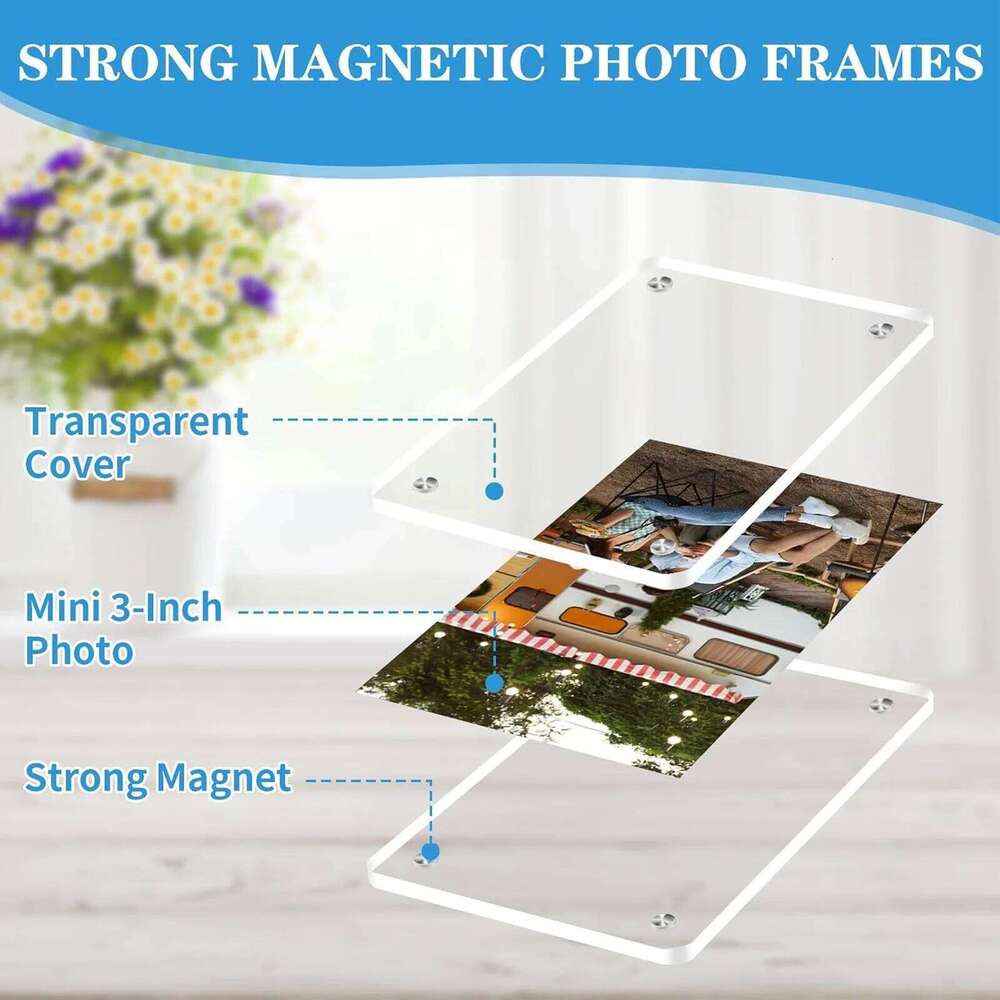 Acrylic Fridge Photo Frames 6x9cm Home Decor Double Sided Clear Frame for Display 2.46x3.54 Inch Magnet H260306