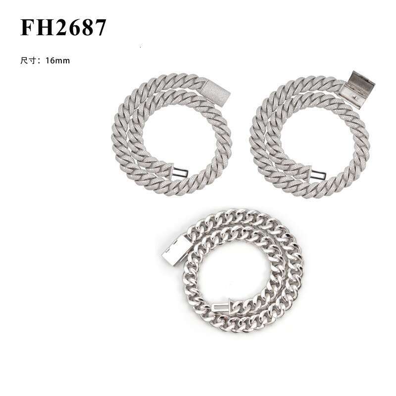 Cross-border 16mm Luxury Edition Miami Pure Silver S925 Moissanite Inlaid Cuban Necklace for Men, High-Quality Best-Selling Model