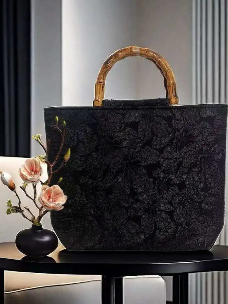 Chinese Sle National Trend Handbag Embroidered Bamboo Node Retro Large Capaci Hanfu Tote Bag 260307