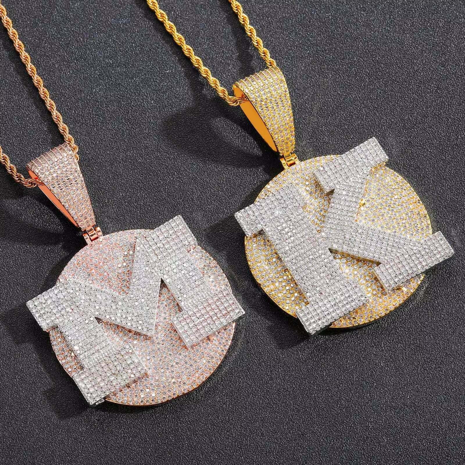 Hip-hop Custom Lettering Disc DIY Zircon Pendant Personality New Mens Fashion Pendant Accessories
