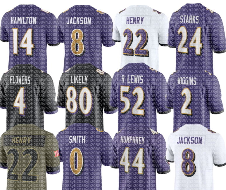 Ravens Maxx Crosby Ray Lewis Derrick Henry Lamar Jackson Zay Flowers Roquan Smith Kyle Hamilton Mark Andrews DeAndre Hopkins Marlon Humphrey Football Jersey