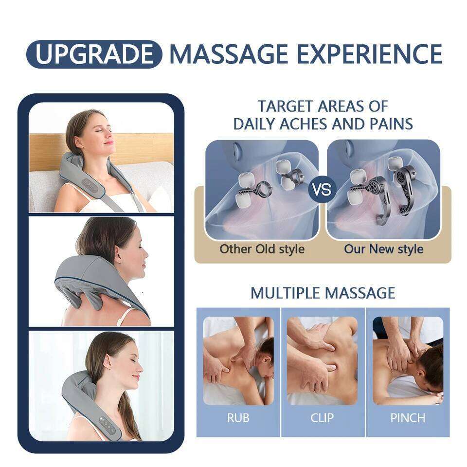 Foreverlily 26W Massager Wireless Shoulder And Back Kneading Massage Shawl Trapezius Neck Cervical masajeador 26Y0307