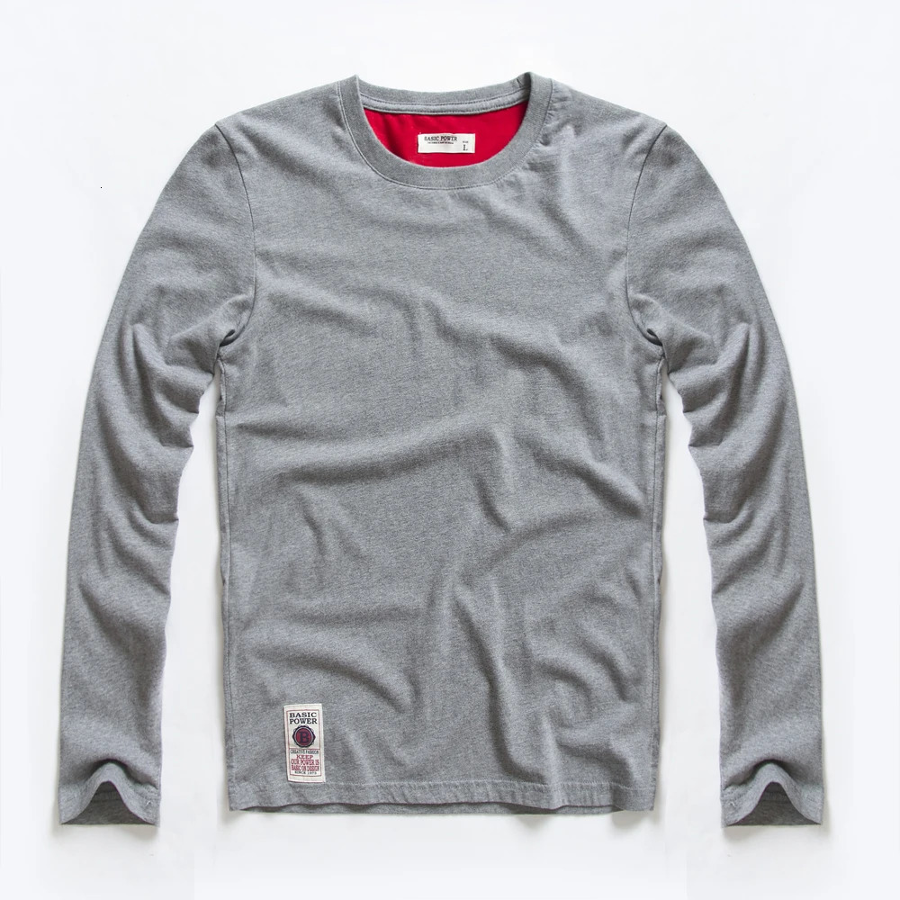 Mens Solid Color Tshirt MultiColor Washing Knitted Male Spring Autumn Cotton Long Sleeve Top Size M3XL 260302