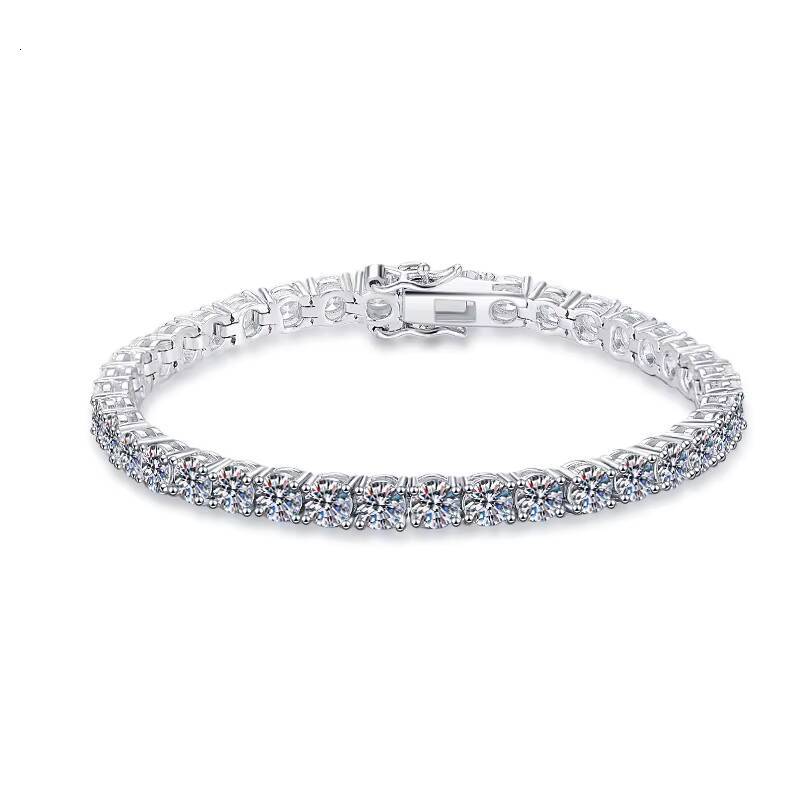 Fine Jewelry Wholesale 3mm 4mm 5mm Hip Hop Ice Out Bracelet 925 Sterling Silver Moissanite Diamond Tennis Chain Bracelet for Men