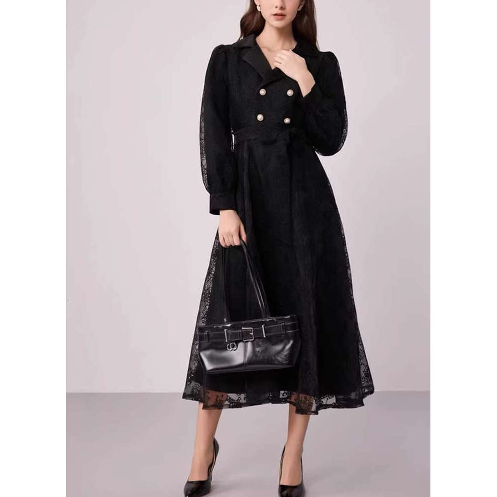 2026 Spring/Summer European and a2 American Elegant Fashion Gentle and Lightweight Jacquard Pattern Windbreaker Dress