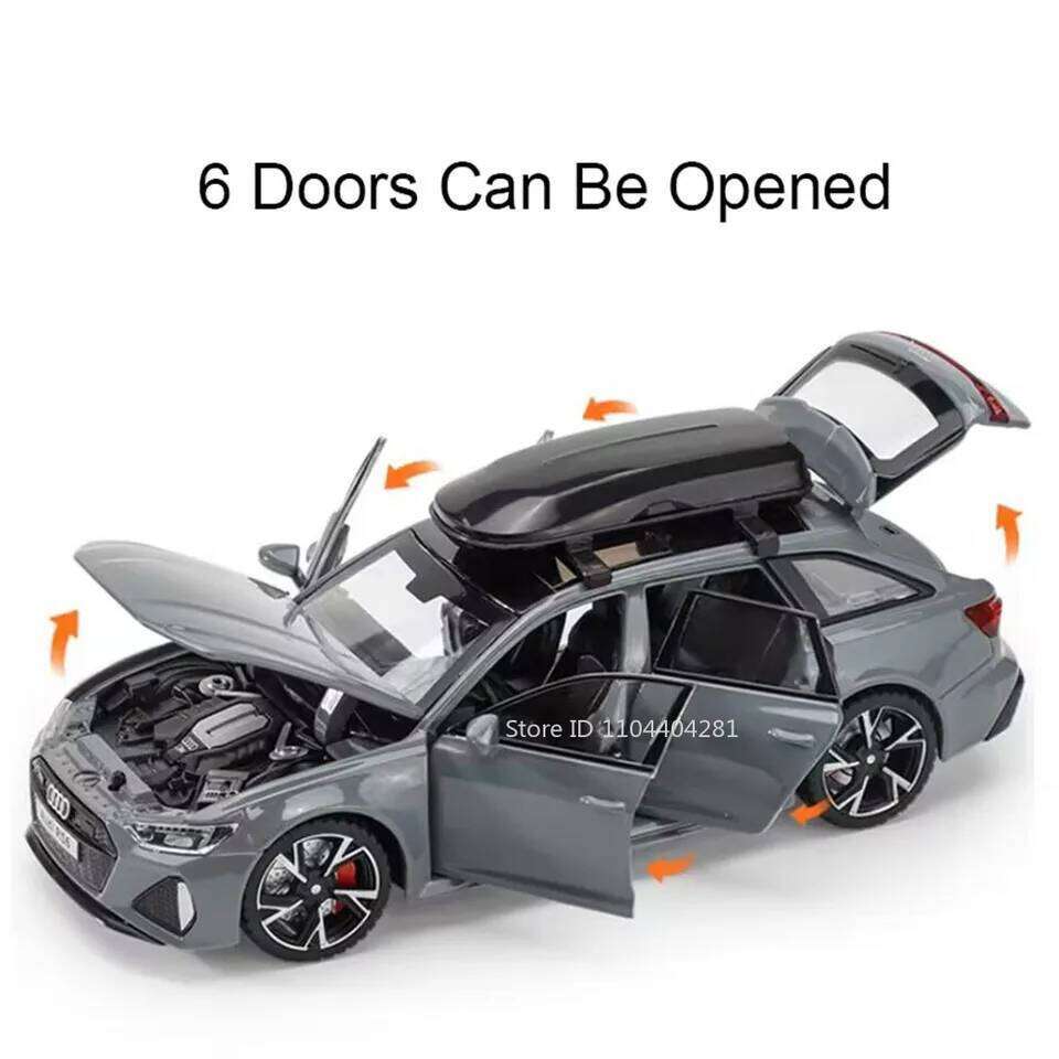 1:32 RS6 RS7 Alloy Miniature Models Diecast Car Toys 6 Doors Opened Sound Light Pull Back Metal Vehices Children's Holiday Gifts Z260306