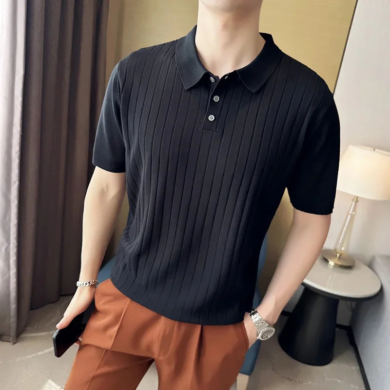 Trendy Slim Fit Polo Shirt for Men with Half Sleeves Fold-over Collar Ideal for Golf and Summer Casual Wear in Green 260305