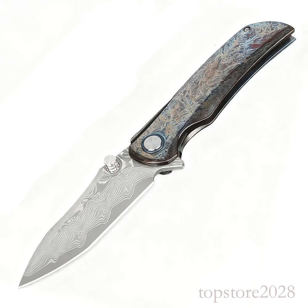 pocket knife High End 8875 Flipper Folding Knife VG10 Damascus Steel Blade Anodic treatment TC4 Titanium Alloy Handle Ball Bearing EDC Pocket knives