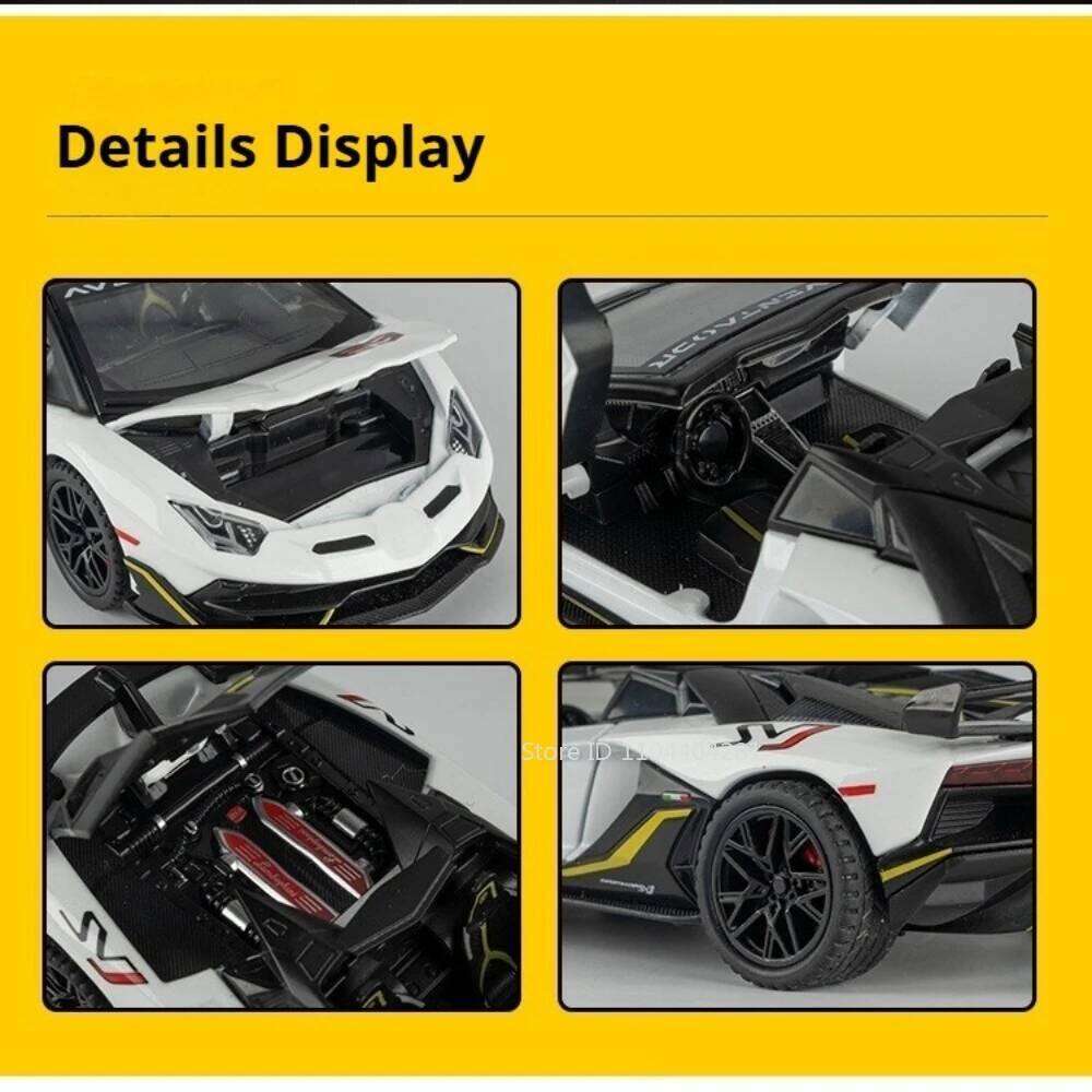 1:32 Lambor SVJ63 Valkyrie Car Toys Alloy Diecast Model Doors Opened Light Music Rear Wheel Pull Back Kids Collectible Ornaments Z260306