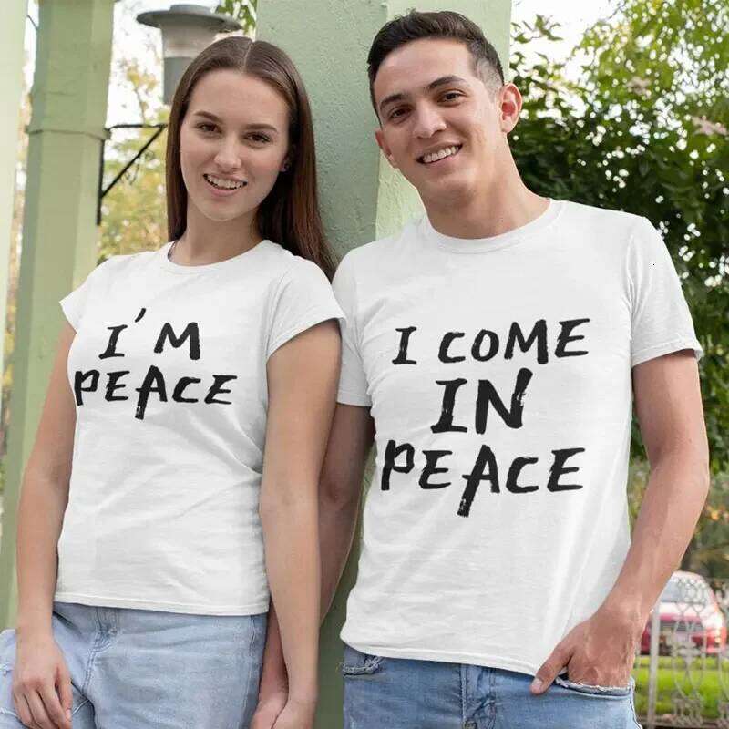 I Come in I'm Peace Vintage Funny Matching Couples T-Shirt Men Women Short Sleeve Fashion Casual Streetwear Lover Tshirt XJ260306 XJ260306