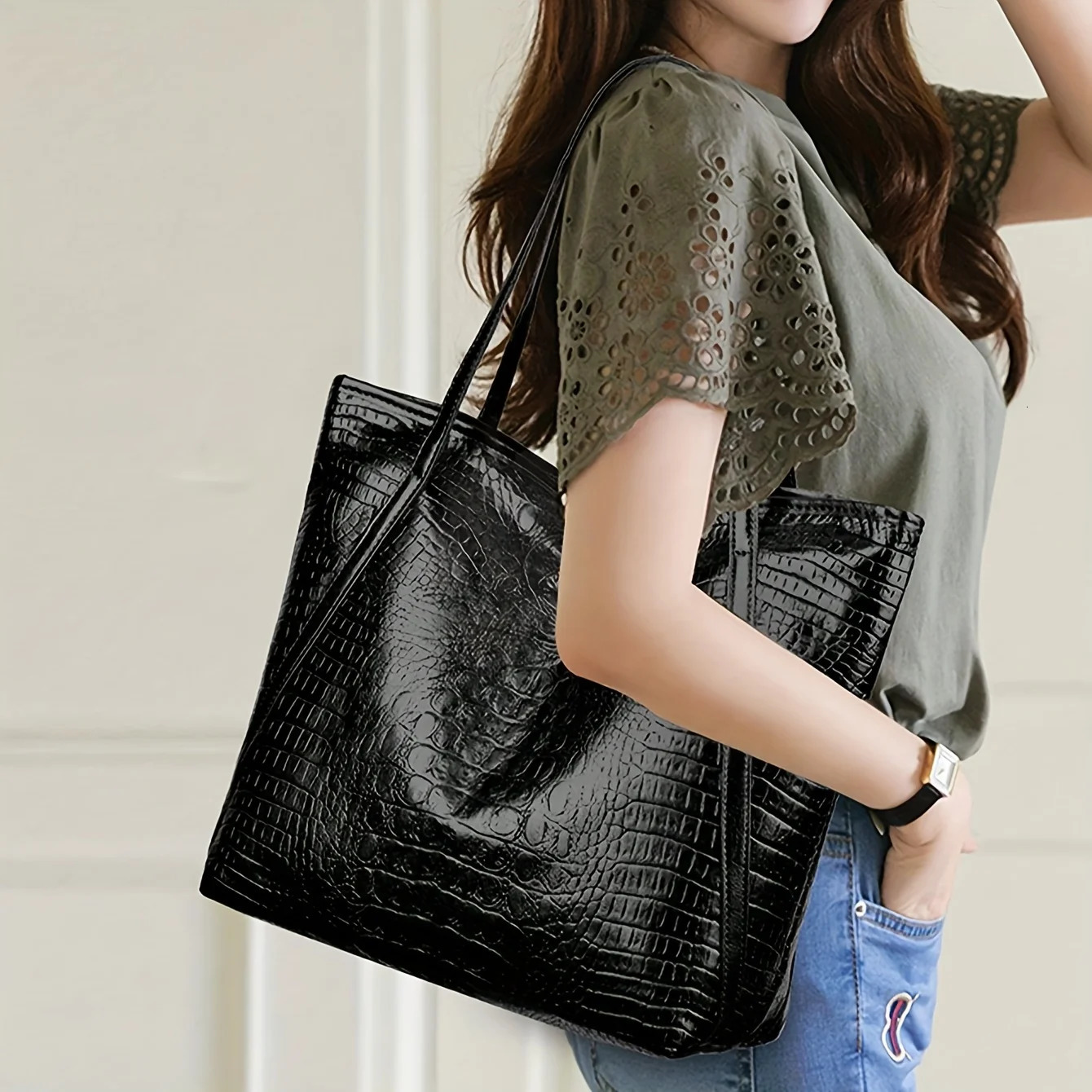 Stylish Womens Tote Bag Retro Pattern Handbag Shoulder Suitable for Shopping Dating Outings Work Commuting 260227