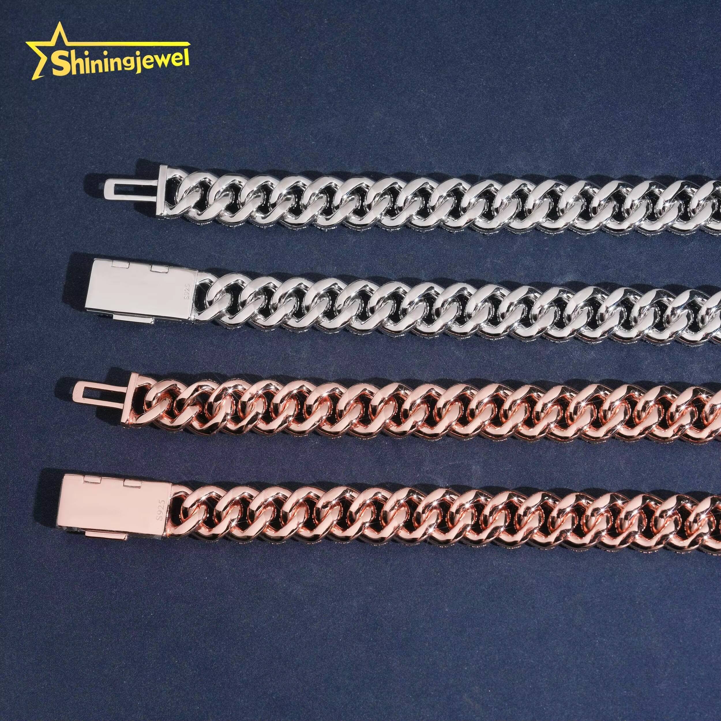 USA Warehouse Fast Shipping 925 Sterling Silver 13mm Hip Hop VVS Moissanite Iced Out Cuban Link Chain