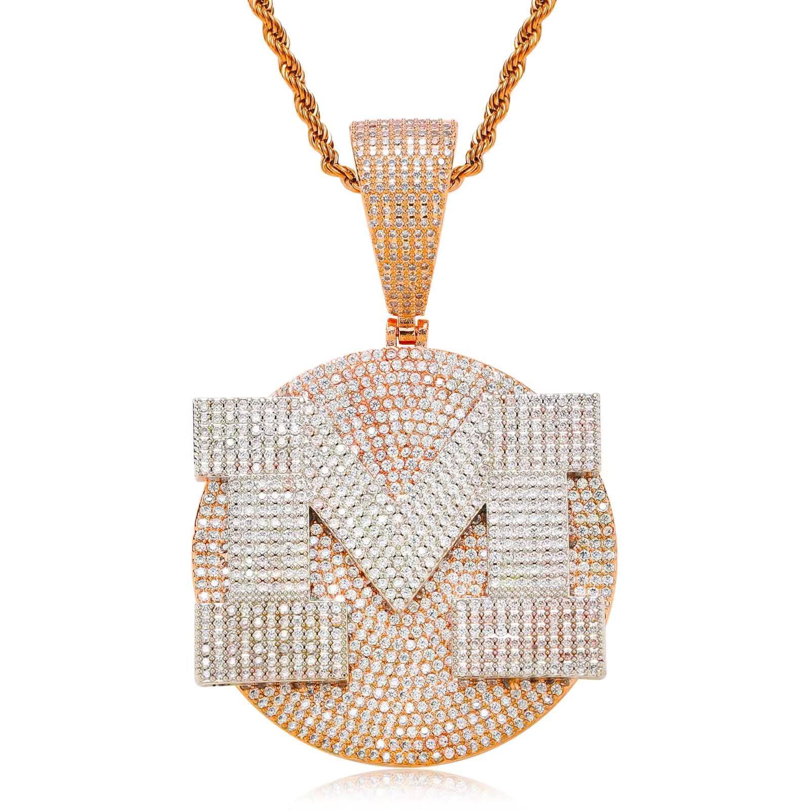 Hip-hop Custom Lettering Disc DIY Zircon Pendant Personality New Mens Fashion Pendant Accessories
