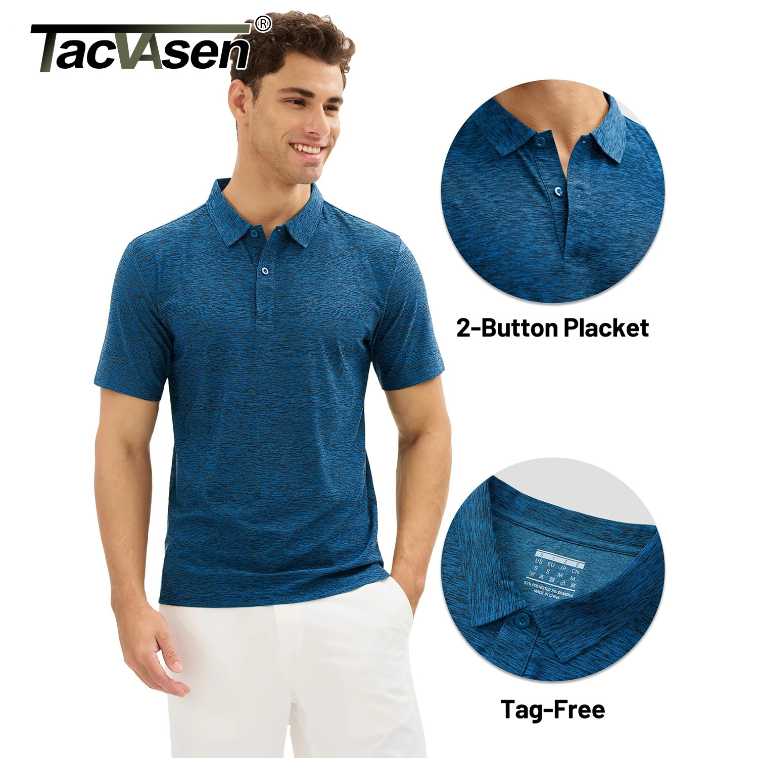 TACVASEN Mens Summer Casual Polo Lightweight Dry Fit Golf Shirts Moisture Wicking Sports Shirt Workout Tees Work 260302