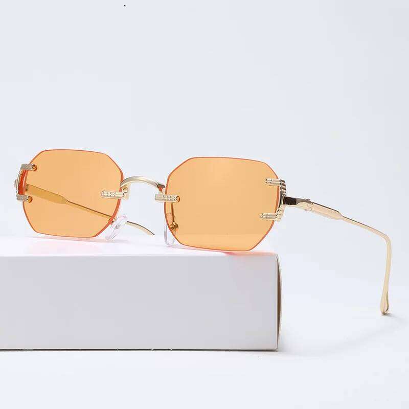 Rimless Sunglasses Rectangle Fashion Popular Women Men Shades Small Square Sun Glasses For Female male Summer Traveling Oculos 26Y0302