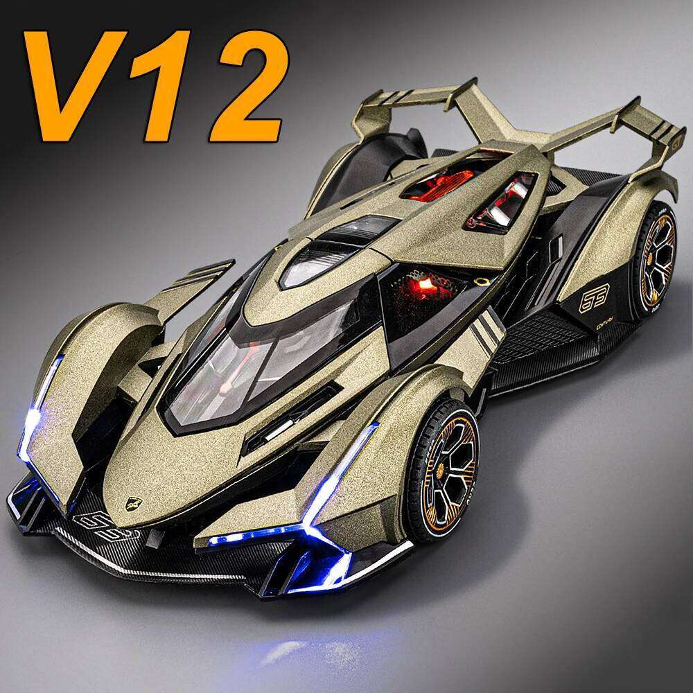 1:24 Lambor V12 SCV12 Miniature Sportscar Model Diecast Alloy Toys Doors Opeend Sound Light Pull Back Vehices Fashion Home Decor Z260307