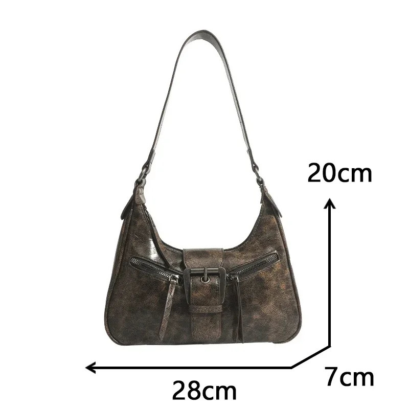 Retro Belt PU Leather Shoulder Bags for Women Y2K Small Vintage Female Underarm Crossbody Bag Fashion Handbags 260306