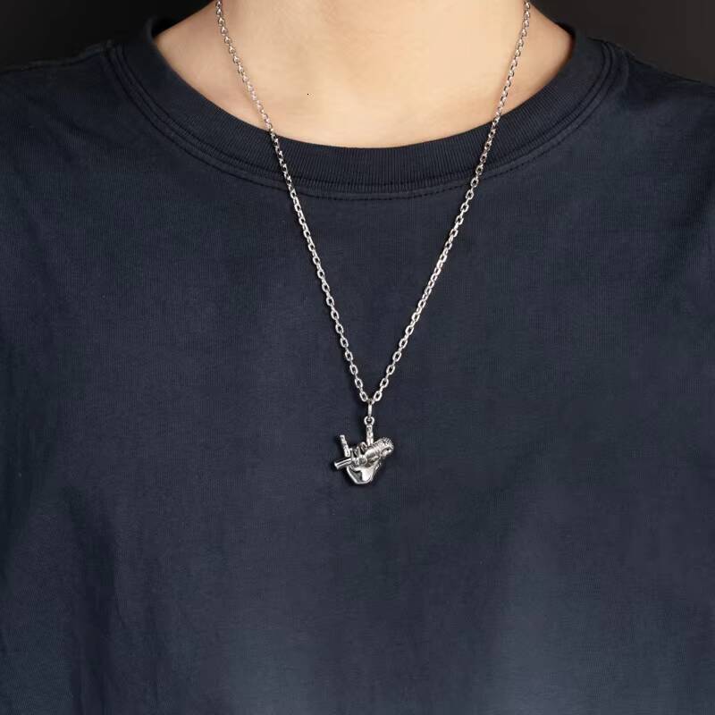 Microphone in Hand Design Moissanite Pendant Necklace 925 Sterling Silver Unisex Hop Jewelry Gift Music Theme Accessory