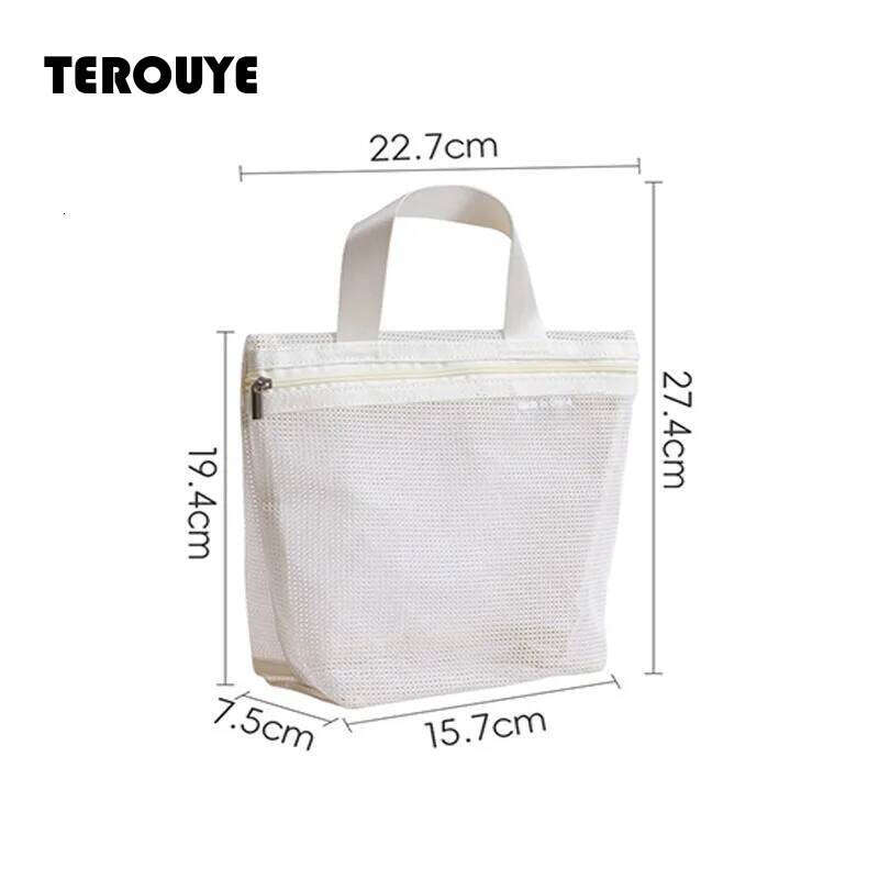 Mesh Makeup Toiletry Storage Bags Handbags Portable Travel Washing Body Shower Tools Hanging Cosmetic Organizer Pouch TEROUYE