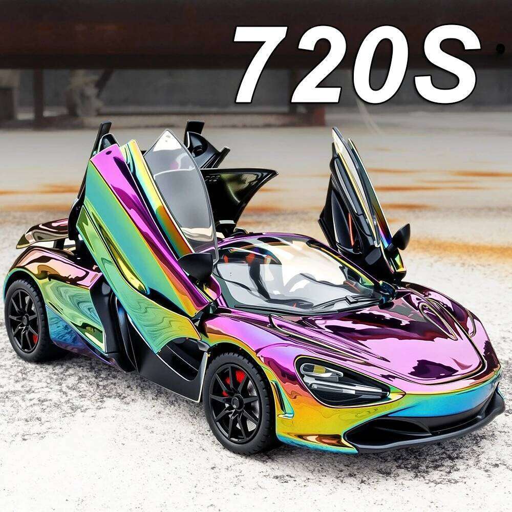 1:24 Alloy Diecast 720S Atlantic Miniature Car Toy Model Doors Opened Sound Light Pull Back Shock Absorption Vehice Holiday Gift Z260306