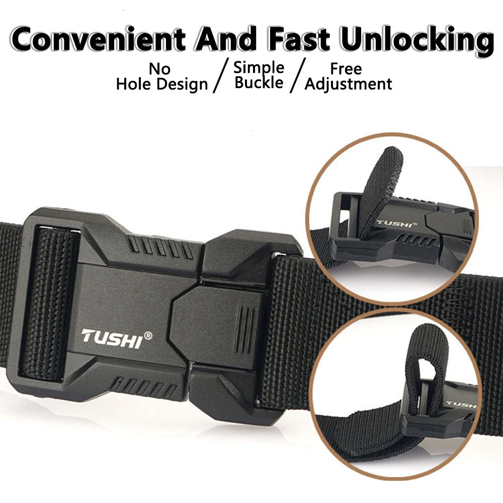 TUSHI Aluminum Alloy Quick Release Pluggable Buckle Elastic Belts For Men Durable Tactical Belt Cowboy Outdoor Army Belt Hunting 260302
