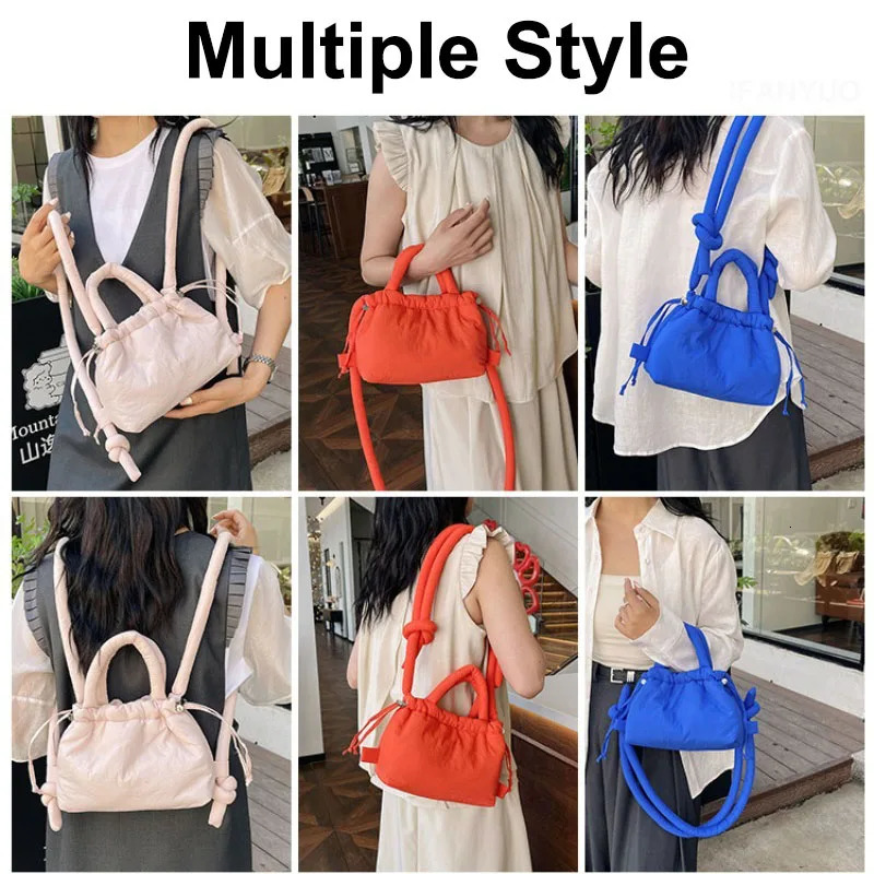 Korean Fashion Fabric Shoulder Bag Soft Dacron Crossbody Bag Mini Tote Purses for Women Underarm Bags Handbags and Purses 260306