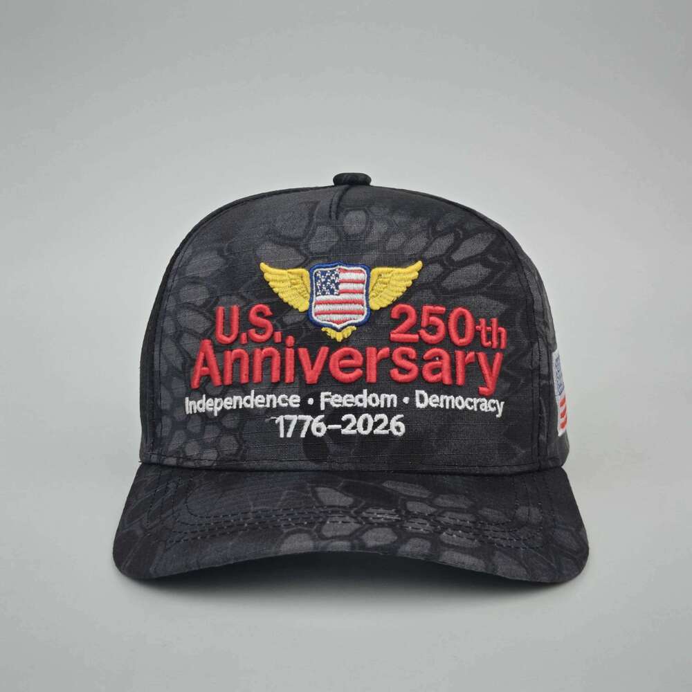 The 250th anniversary camouflage hat the United States! Embroidered wings, flags patriotism of "independence, freedom and Y260304