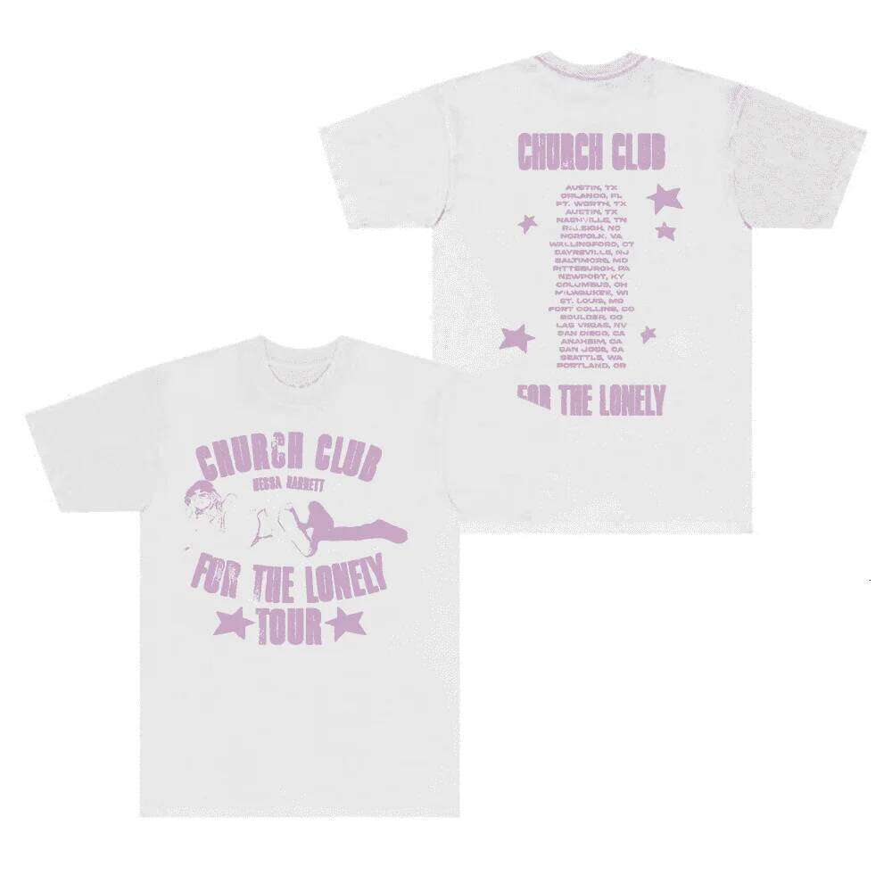 Nessa Barrett Merch T-Shirt for Women and Men Church Club For The Lonely Tour Short Sleeve Top Tees XJ260306